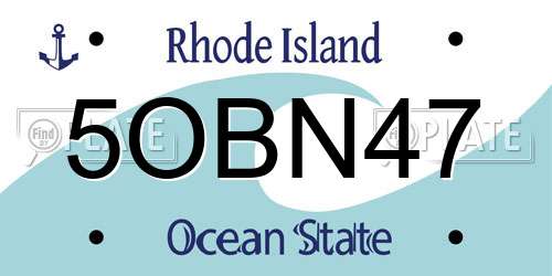 5OBN47 Rhode Island License Plate