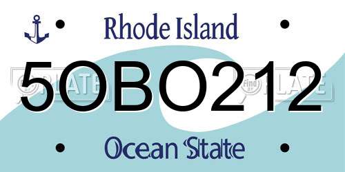 5OBO212 Rhode Island License Plate