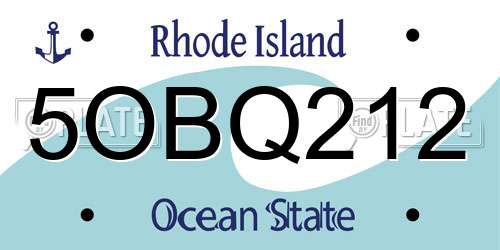 5OBQ212 Rhode Island License Plate