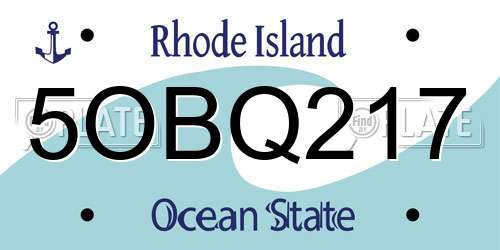 5OBQ217 Rhode Island License Plate