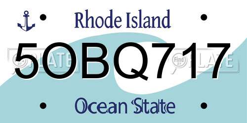 5OBQ717 Rhode Island License Plate
