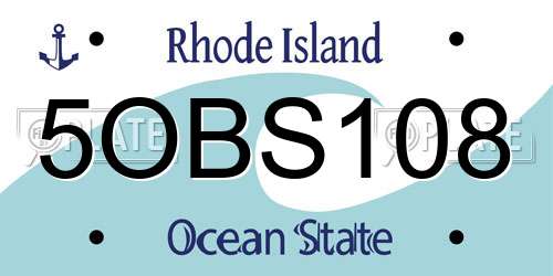 5OBS108 Rhode Island License Plate