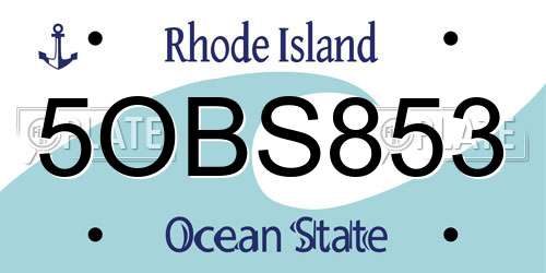 5OBS853 Rhode Island License Plate