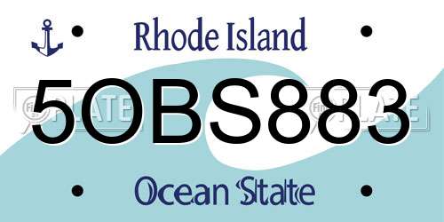 5OBS883 Rhode Island License Plate