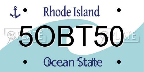 5OBT50 Rhode Island License Plate