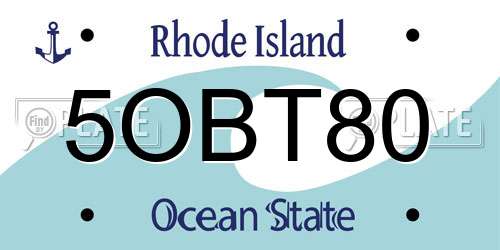 5OBT80 Rhode Island License Plate