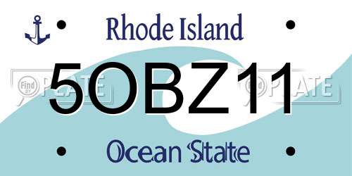 5OBZ11 Rhode Island License Plate