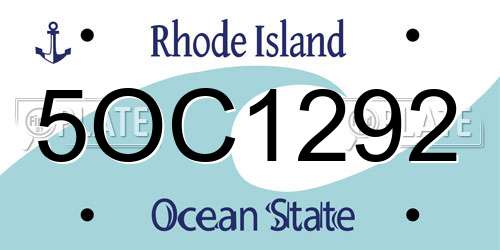 5OC1292 Rhode Island License Plate