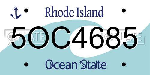 5OC4685 Rhode Island License Plate