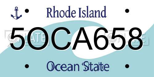 5OCA658 Rhode Island License Plate