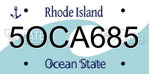 5OCA685 Rhode Island License Plate