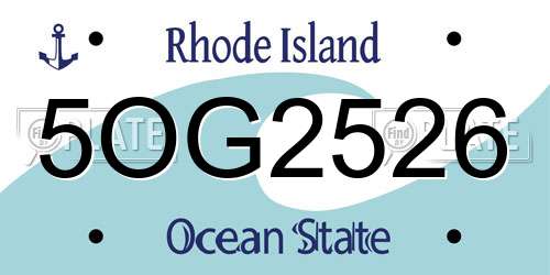 5OG2526 Rhode Island License Plate