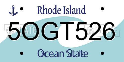 5OGT526 Rhode Island License Plate