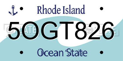 5OGT826 Rhode Island License Plate