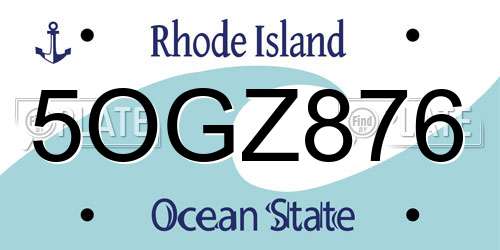 5OGZ876 Rhode Island License Plate