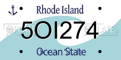 5OI274 Rhode Island License Plate
