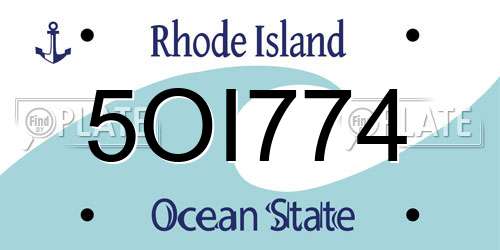 5OI774 Rhode Island License Plate