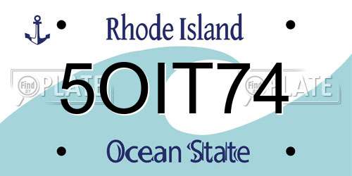 5OIT74 Rhode Island License Plate