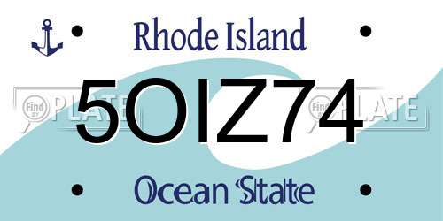 5OIZ74 Rhode Island License Plate