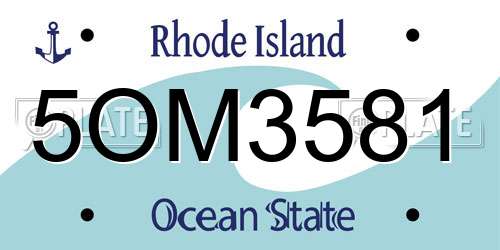 5OM3581 Rhode Island License Plate