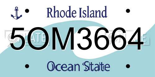 5OM3664 Rhode Island License Plate
