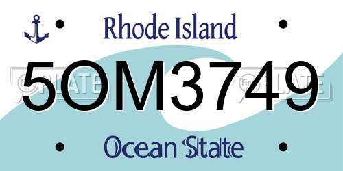 5OM3749 Rhode Island License Plate