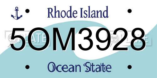 5OM3928 Rhode Island License Plate