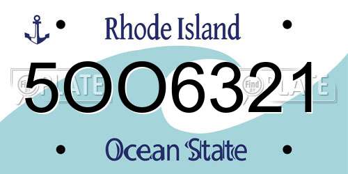 5OO6321 Rhode Island License Plate