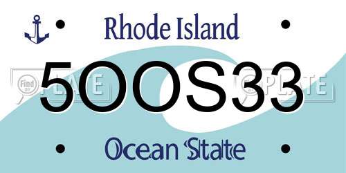 5OOS33 Rhode Island License Plate