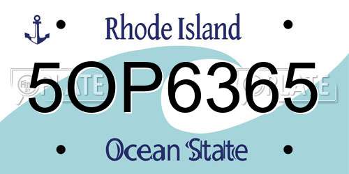 5OP6365 Rhode Island License Plate