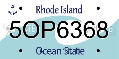 5OP6368 Rhode Island License Plate
