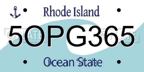 5OPG365 Rhode Island License Plate