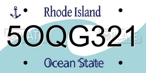 5OQG321 Rhode Island License Plate