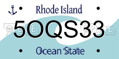 5OQS33 Rhode Island License Plate