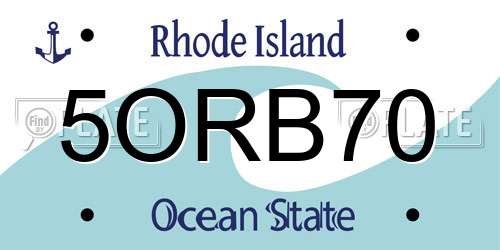 5ORB70 Rhode Island License Plate