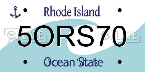 5ORS70 Rhode Island License Plate