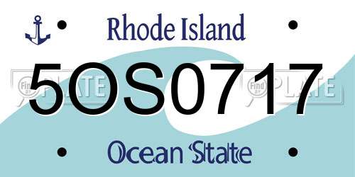 5OS0717 Rhode Island License Plate