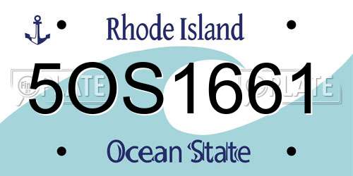 5OS1661 Rhode Island License Plate