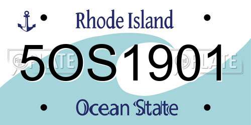 5OS1901 Rhode Island License Plate