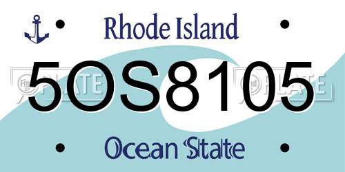 5OS8105 Rhode Island License Plate