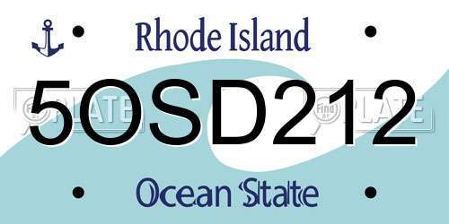 5OSD212 Rhode Island License Plate