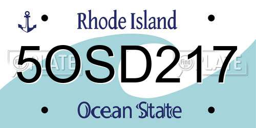 5OSD217 Rhode Island License Plate