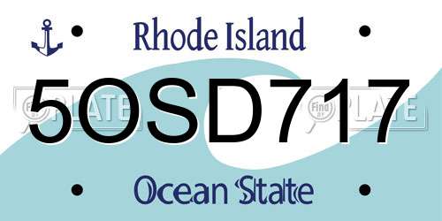 5OSD717 Rhode Island License Plate
