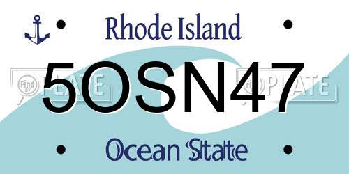 5OSN47 Rhode Island License Plate