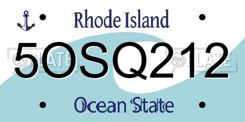 5OSQ212 Rhode Island License Plate