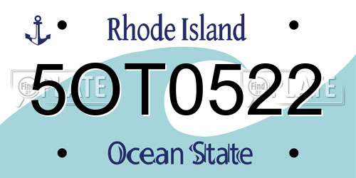 5OT0522 Rhode Island License Plate