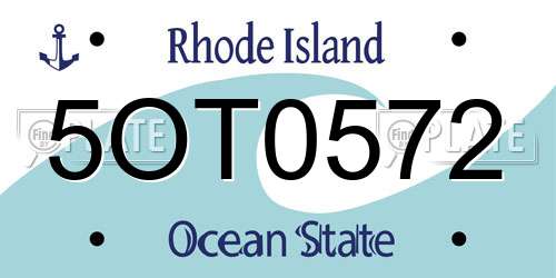 5OT0572 Rhode Island License Plate