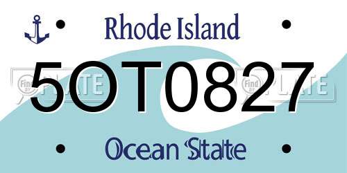 5OT0827 Rhode Island License Plate