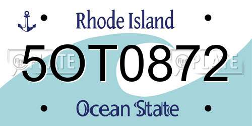 5OT0872 Rhode Island License Plate