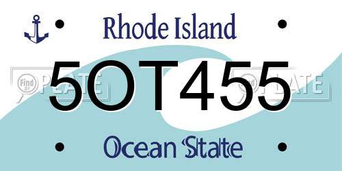 5OT455 Rhode Island License Plate
